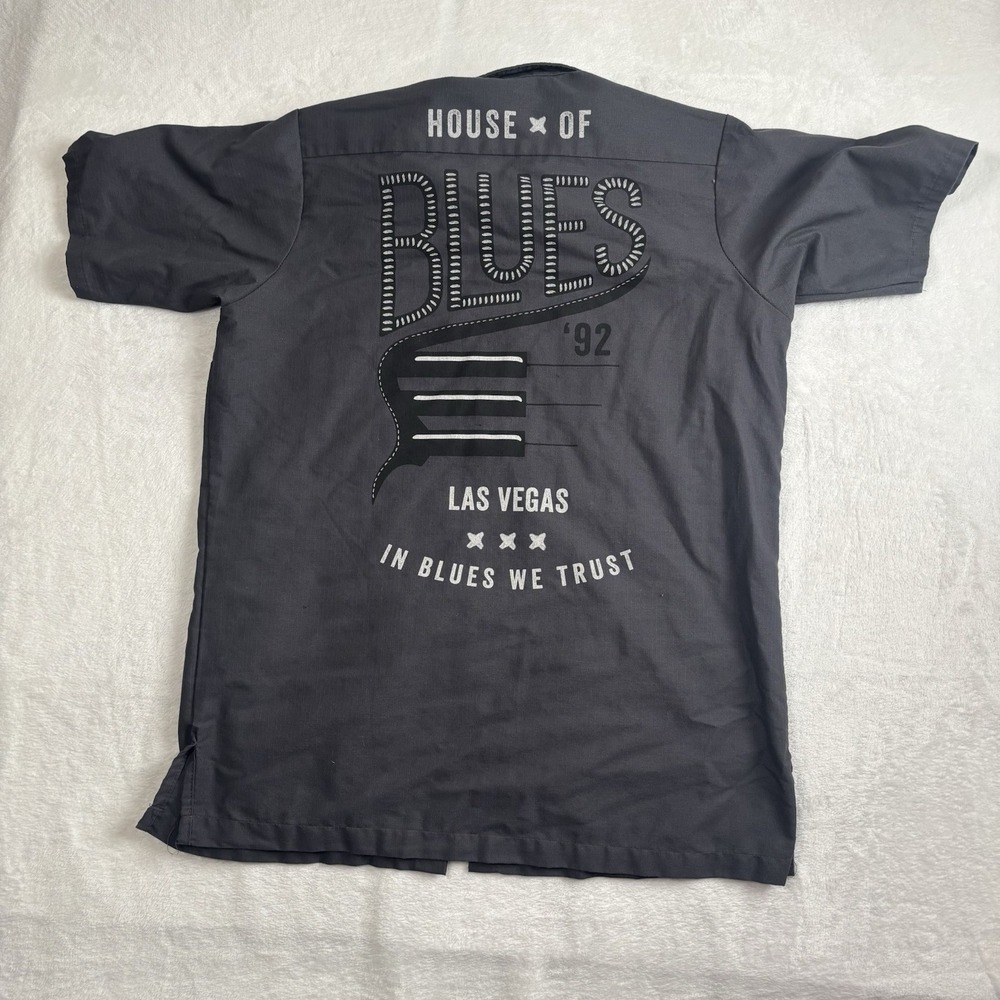 House of Blues Stage Crew Grey Short Sleeve Las Vegas '92 Work Wear Shirt Mens M